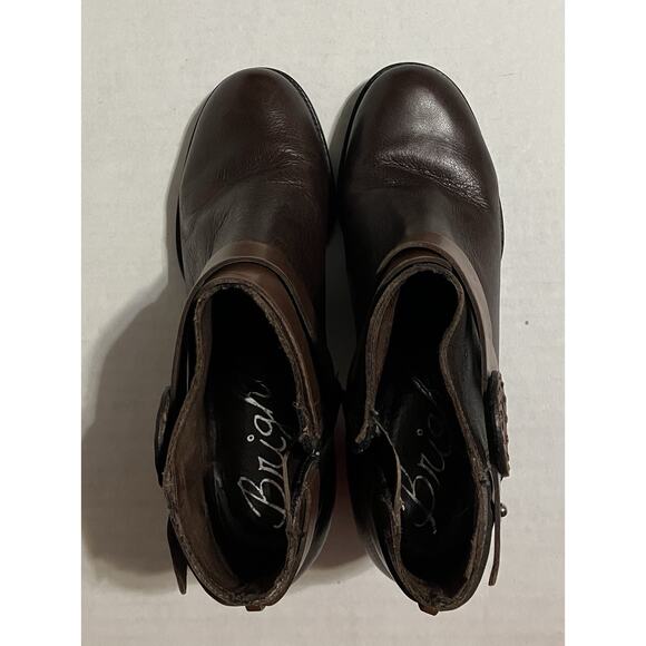 Womens Brighton Gaucho Leather Ankle Boots Block Heel Side Zip Brown 6.5 M - Picture 6 of 12